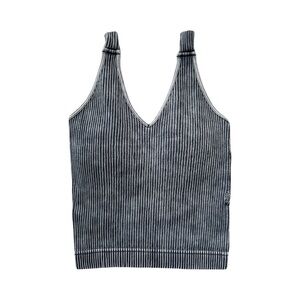 Zenana Outfitters Charcoal Washed Cropped Brami With Removable Pads